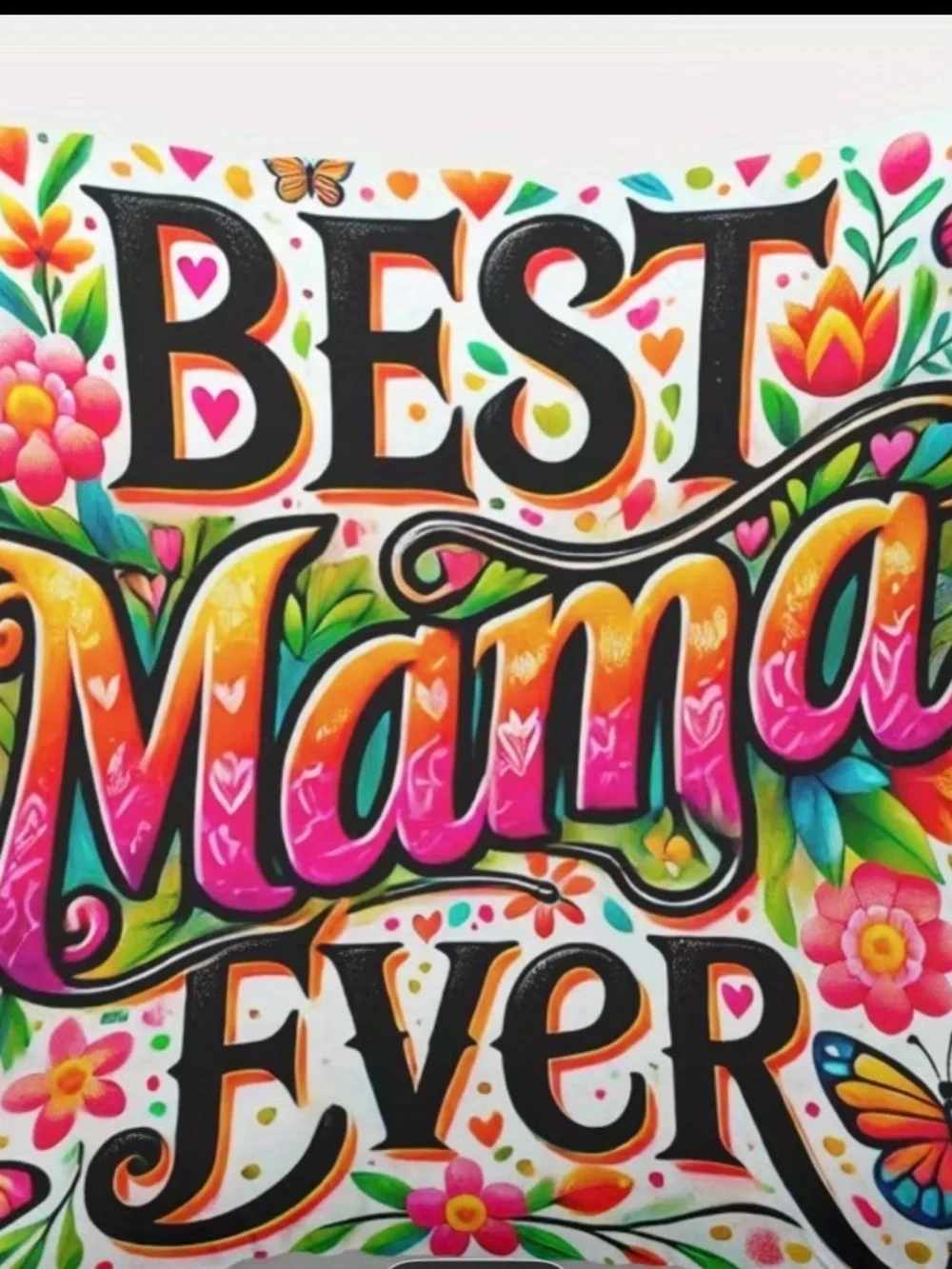 Best Mama Ever Colorful Floral Print pillow COVER - Picture 2 of 2